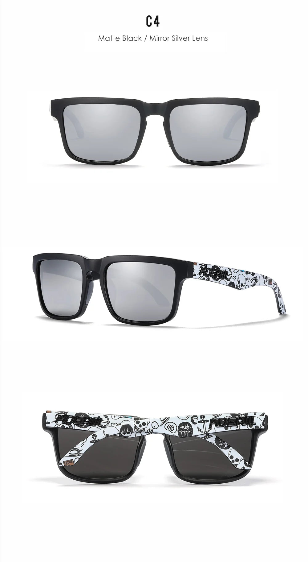 New KDEAM Brand High Quality Men Square Sunglasses Colors Sports Polarized Sun Glasses Reflective Coating Mirrored Lens UV400