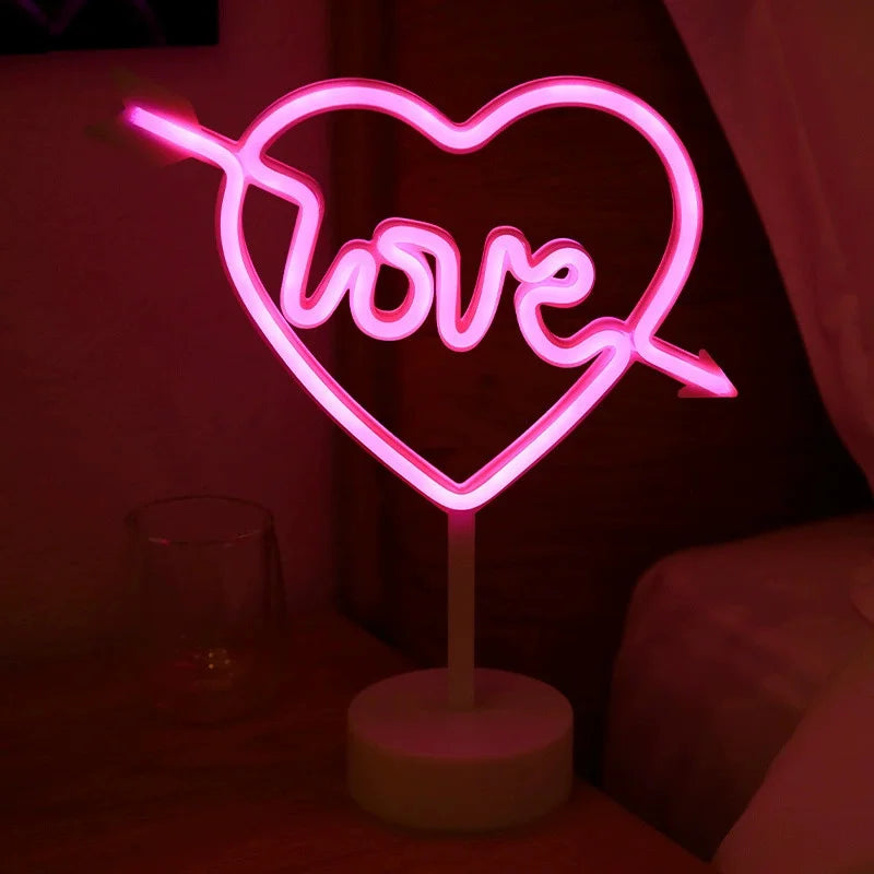 Battery/USB LED Neon Night Light Sign Flamingo Coconut Tree Cactus Table Lamp Kids Birthday Gifts Bedroom Christmas Art Decor