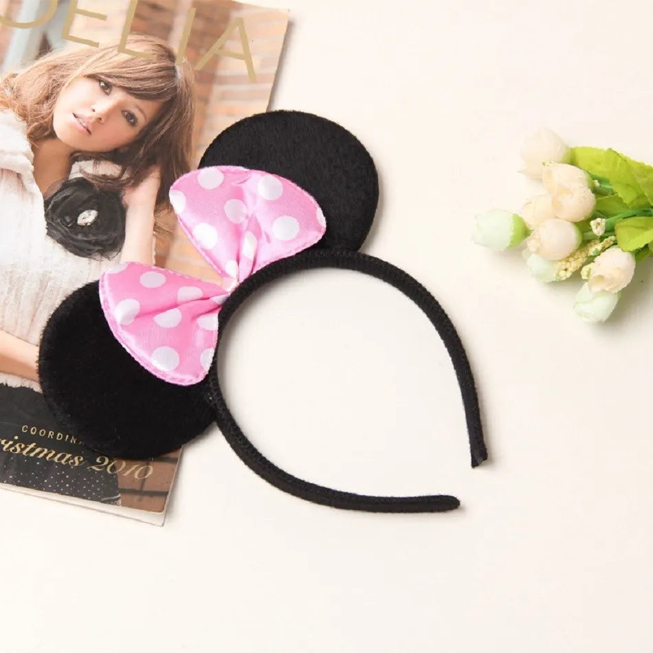 Girl Mouse Ears Headband Children Princess Party Accessories Kids Bowknot Dots Hair Band Halloween Birthday Christmas Hairband
