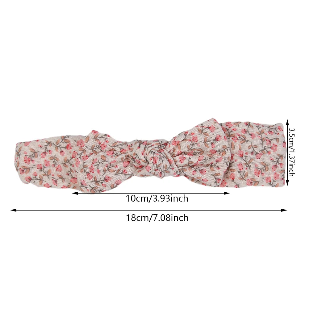 5Pcs/Set Solid Muslin Cotton Linen Baby Headband Elastic Rabbit Ear Hair Band Infant Girl Turban Headwraps Stretch Accessories