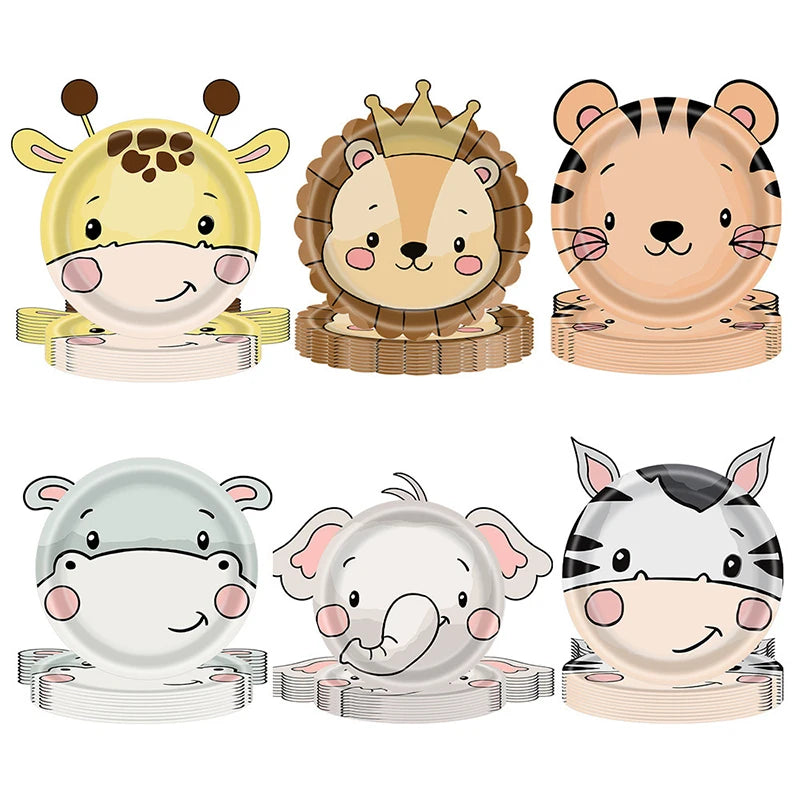 10pcs Farm Animals Party Paper Plates Cow Sheep Duck Chick  Disposable Plate Kids Children Birthday Tableware Parties Supply