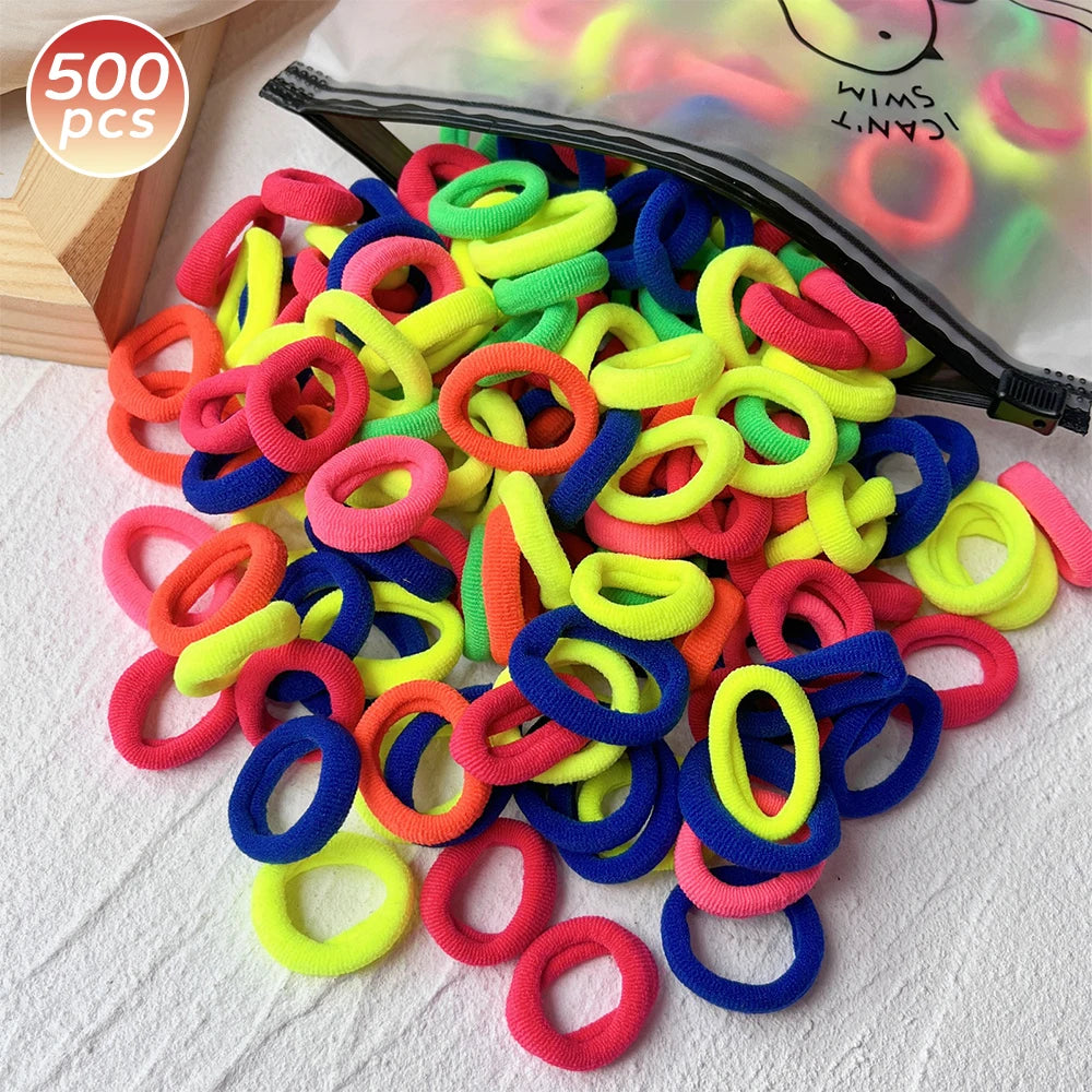 100/300/500 pcs Girls Colorful Elastic Hair Bands Ponytail Hold Hair Tie Rubber Bands Scrunchie Hair Accessories Bands for Girls