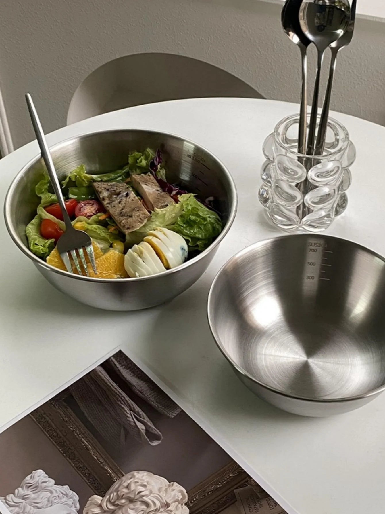 Stainless Steel Gold And Silver Salad Bowl Rice Noodles Lamian Noodles Bowl Kitchen Tableware Food Container