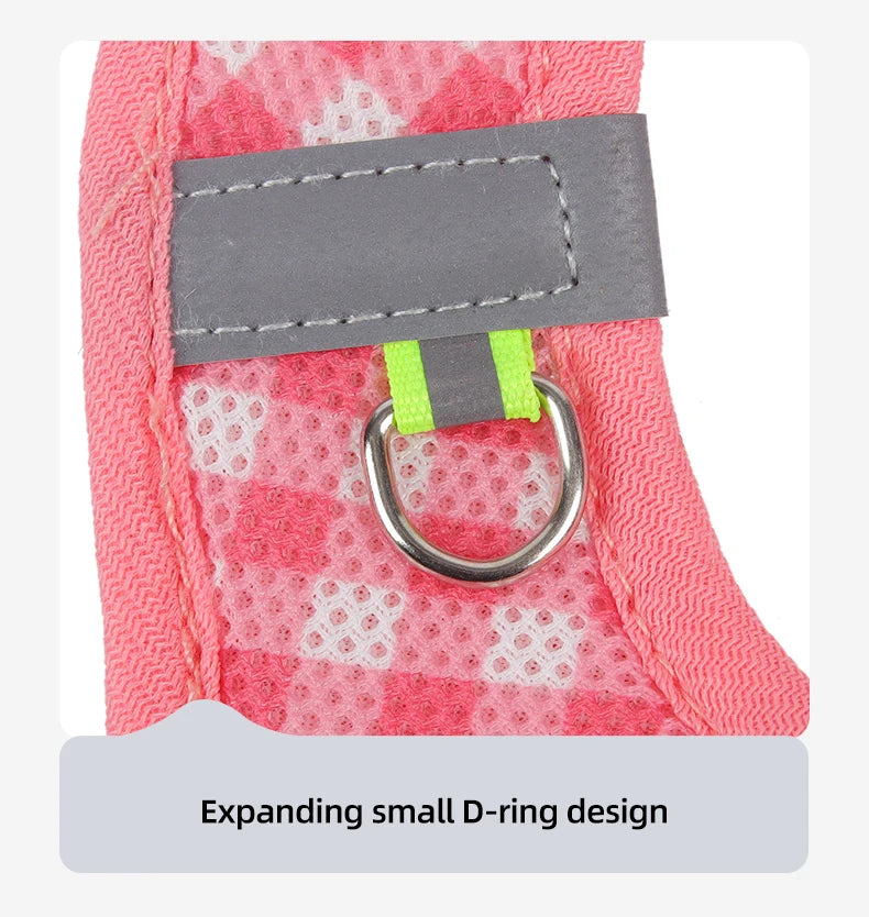 Kitten chest Strap Fresh plaid kitten leash anti-break Adjustable reflective pet chest strap Small dog kitten chest back