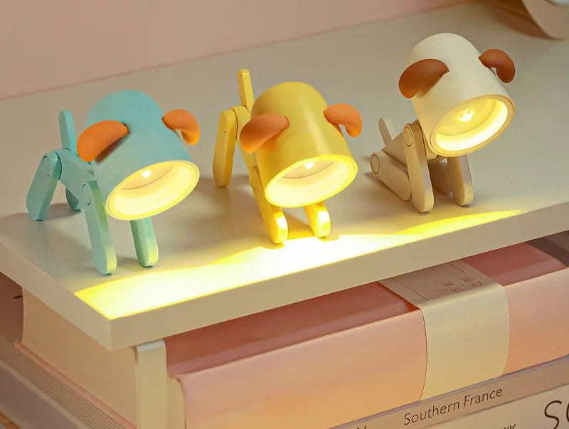 LED Night Light Mini Folding Desk Lamp Cute Pet Lights Dog Deer Portable Night Light Student Living Room Decor Gift