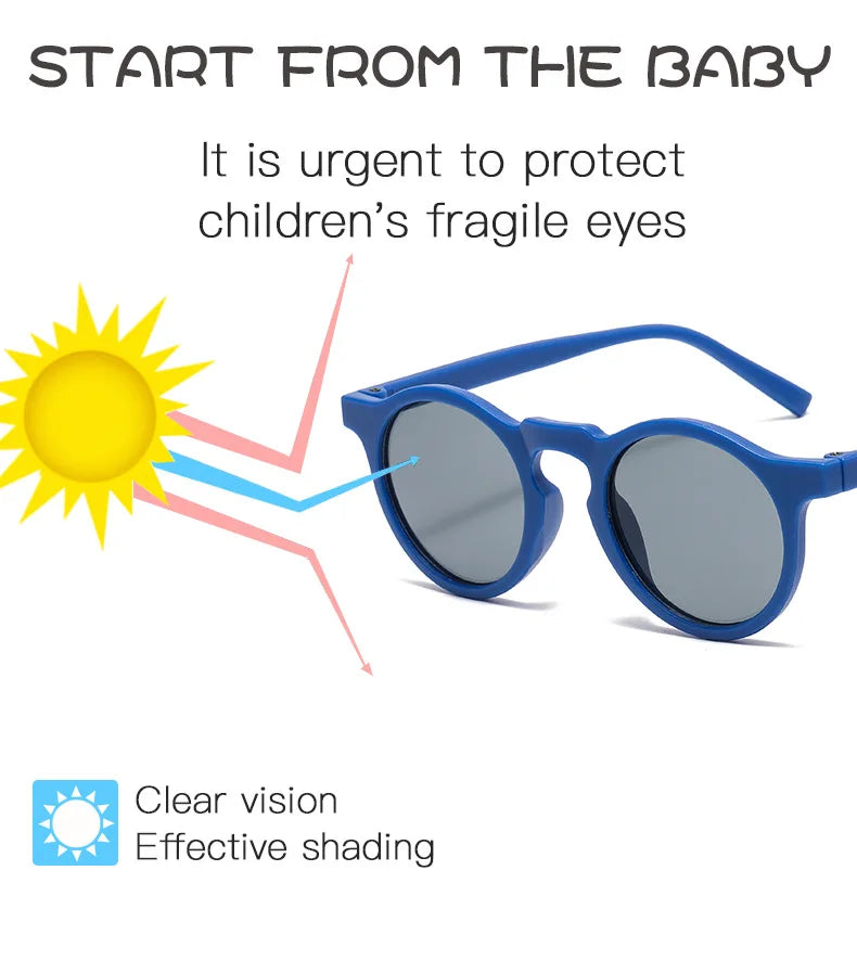 New Children Vintage Frosted Round Outdoor Sun Protection Sunglasses Baby Girls Acrylic UV400 Sunglasses Kids Fashion Glasses