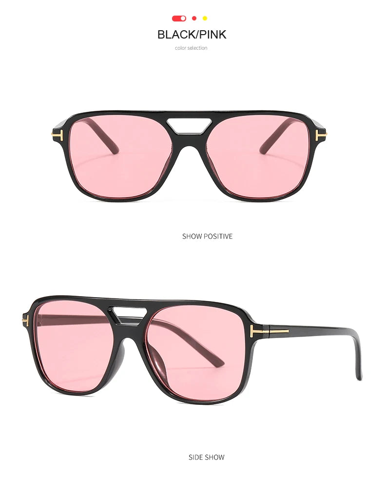 New Fashion Pilot Sunglasses Women Double Bridge Oversized Sun Glasses Oval Goggles Classic Candy Color Design Eyewear UV400
