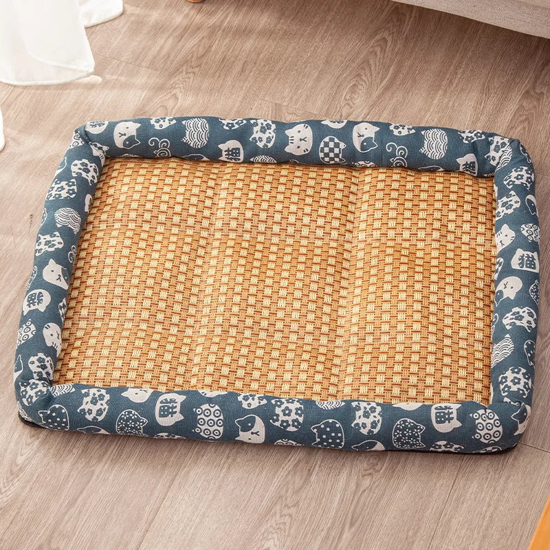 Pet Cat Mat Summer Dog Sleeping Mat Cooling Pet Puppy Kennel Antislip Breathe Neck Support Small Cat Bed Accessories