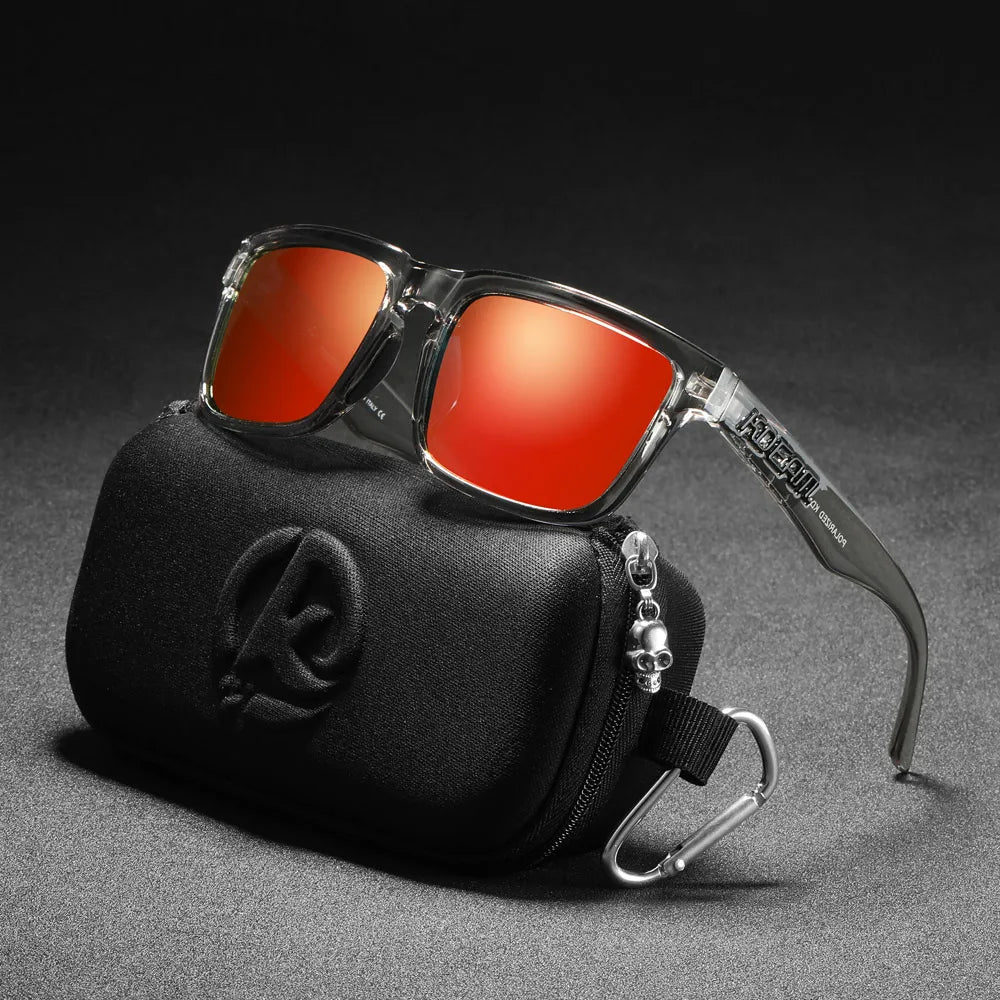 New KDEAM Brand High Quality Men Square Sunglasses Colors Sports Polarized Sun Glasses Reflective Coating Mirrored Lens UV400