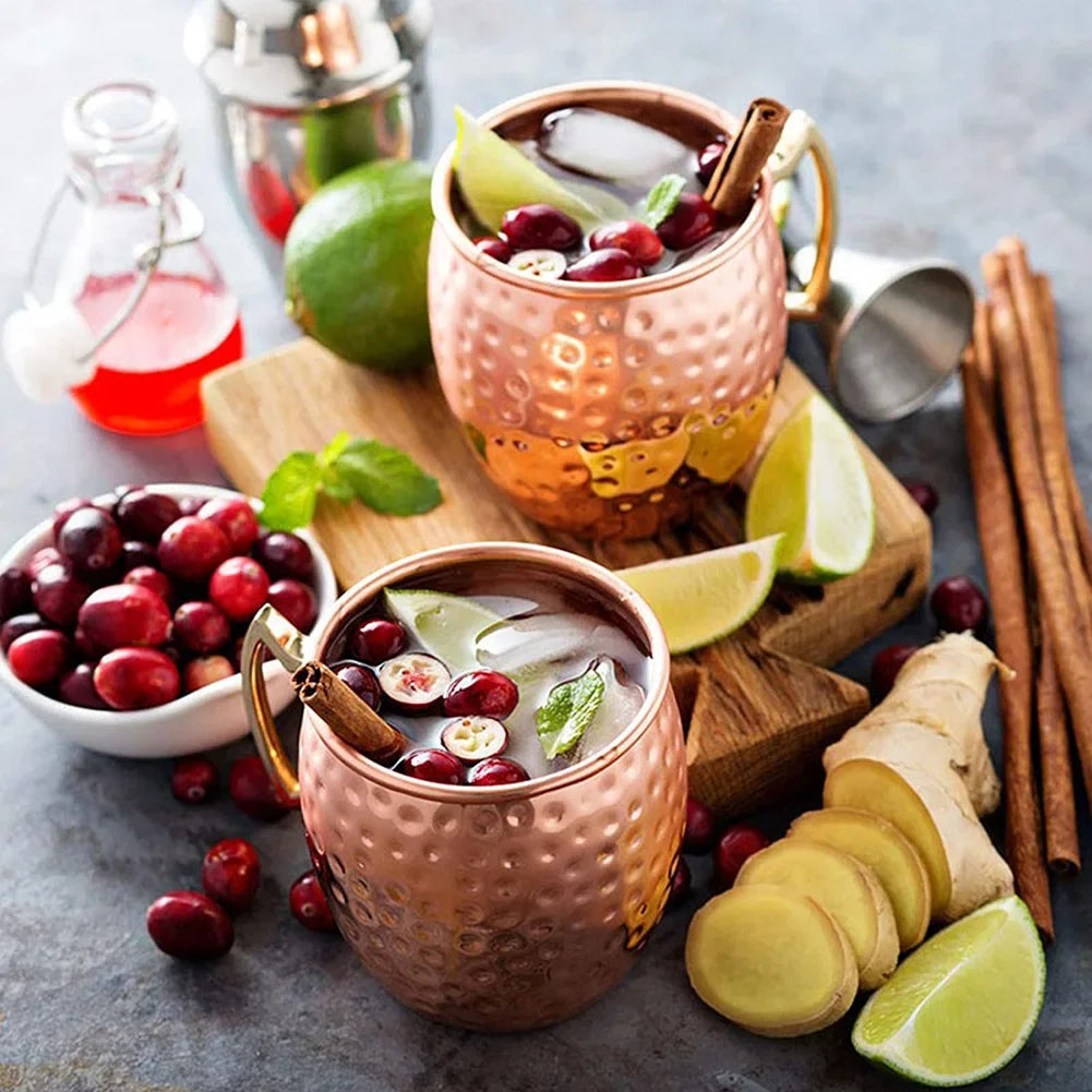 Cocktail Wine Cup Moscow Mule Mug Stainless Steel Hammered Copper Plated Beer Cup Coffee Cup Bar Drinkware for Ramadan