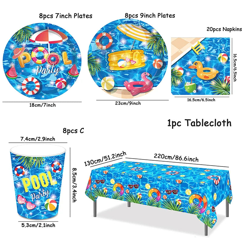 Tropical Party Disposable Tableware Set Plates Cups Napkins Hawaiian Birthday Party Supplies Summer Pool Aloha Luau Party Decor